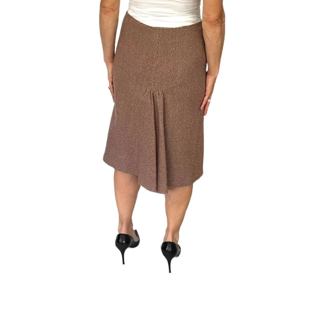 MOSCHINO PINK MAUVE WOOL KNIT TWEED FISHTAIL BACK PLEAT SKIRT SZ 6 NWT $670